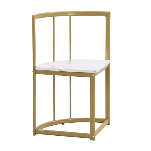 Modern 7-Piece Dining Table Set with Faux Marble Compact 55Inch Kitchen Table Set for 6, Golden+White Default -DTYStore