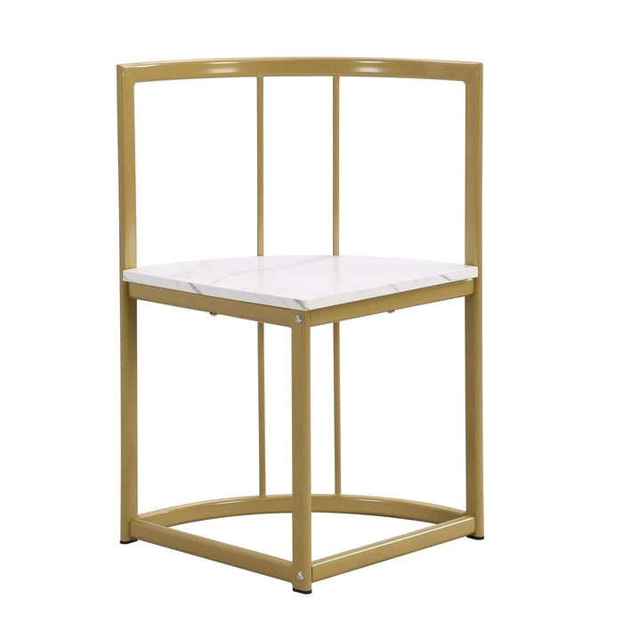 Modern 7-Piece Dining Table Set with Faux Marble Compact 55Inch Kitchen Table Set for 6, Golden+White Default -DTYStore