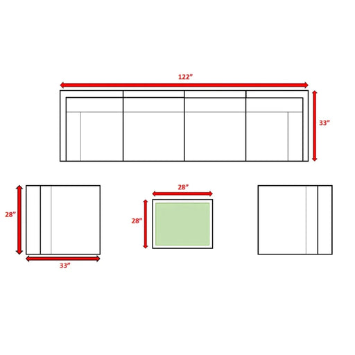 Modern 7-Piece Rattan Sectional Set with Cushions, Brown Wicker and Navy Fabric Default -DTYStore