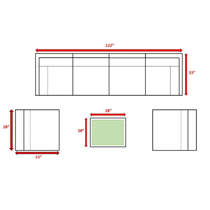 Modern 7-Piece Rattan Sectional Set with Cushions, Brown Wicker and Navy Fabric Default -DTYStore