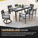 Modern 7PC Outdoor Patio Aluminum Dining Set, 35.5'x71' Rectangular Table with Black Marble-Look Sintered Stone Top, Ember Black, 4 Chairs & 2 Swivel Rockers, Sunbrella Cushions Default -DTYStore