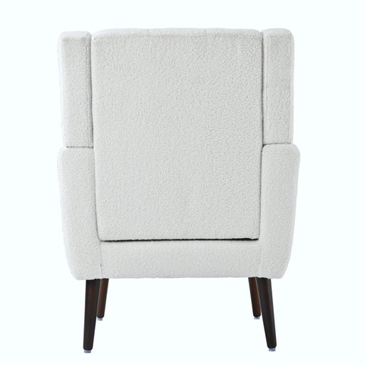 Modern Accent Chair,Teddy Fabric Living Room Chairs Comfy Reading Chair,Mid Century Accent Chair, Lounge Arm Chairs Armchair for Living Room Bedroom (White) Default -DTYStore