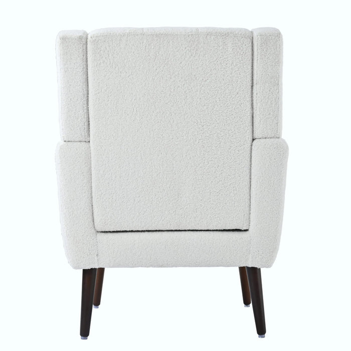 Modern Accent Chair,Teddy Fabric Living Room Chairs Comfy Reading Chair,Mid Century Accent Chair, Lounge Arm Chairs Armchair for Living Room Bedroom (White) Default -DTYStore