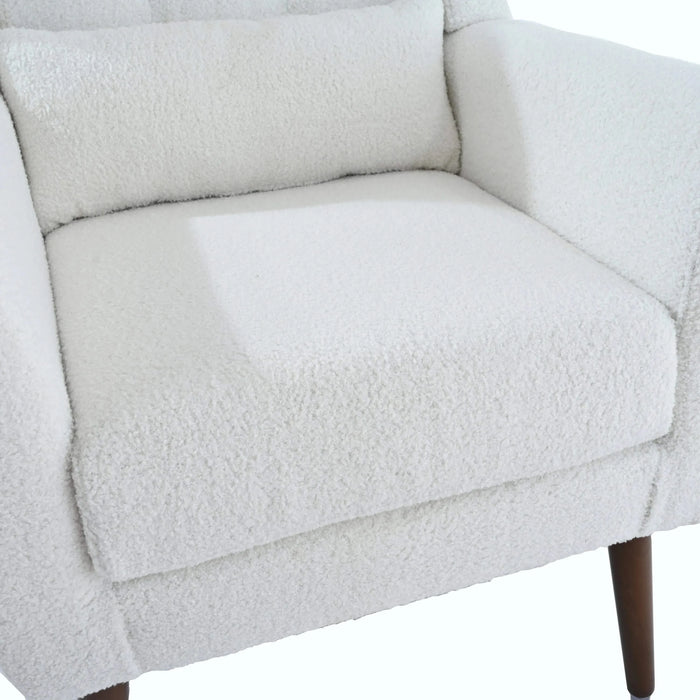 Modern Accent Chair,Teddy Fabric Living Room Chairs Comfy Reading Chair,Mid Century Accent Chair, Lounge Arm Chairs Armchair for Living Room Bedroom (White) Default -DTYStore
