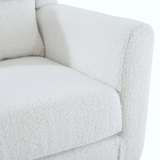 Modern Accent Chair,Teddy Fabric Living Room Chairs Comfy Reading Chair,Mid Century Accent Chair, Lounge Arm Chairs Armchair for Living Room Bedroom (White) Default -DTYStore
