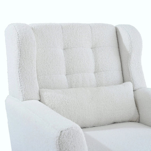 Modern Accent Chair,Teddy Fabric Living Room Chairs Comfy Reading Chair,Mid Century Accent Chair, Lounge Arm Chairs Armchair for Living Room Bedroom (White) Default -DTYStore