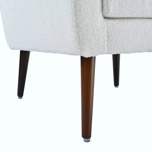 Modern Accent Chair,Teddy Fabric Living Room Chairs Comfy Reading Chair,Mid Century Accent Chair, Lounge Arm Chairs Armchair for Living Room Bedroom (White) Default -DTYStore