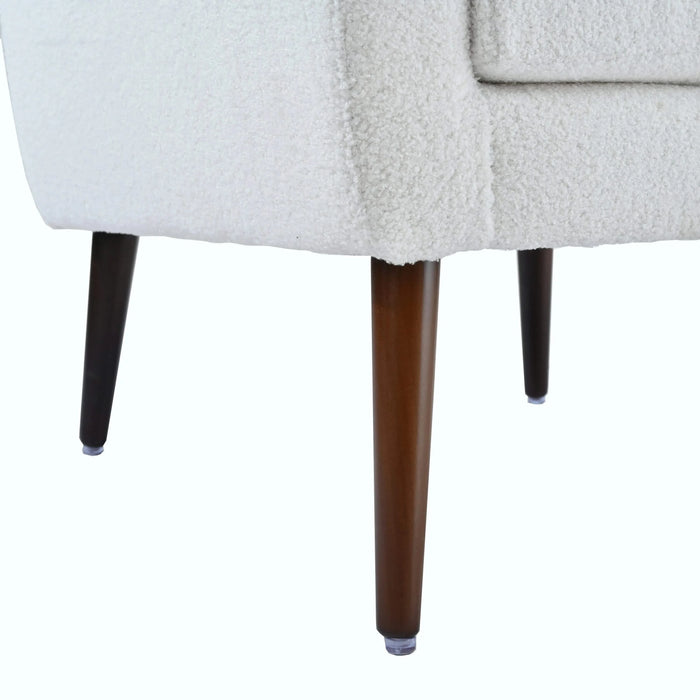 Modern Accent Chair,Teddy Fabric Living Room Chairs Comfy Reading Chair,Mid Century Accent Chair, Lounge Arm Chairs Armchair for Living Room Bedroom (White) Default -DTYStore