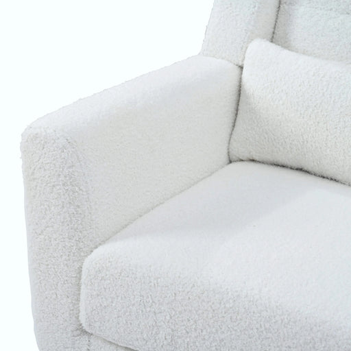 Modern Accent Chair,Teddy Fabric Living Room Chairs Comfy Reading Chair,Mid Century Accent Chair, Lounge Arm Chairs Armchair for Living Room Bedroom (White) Default -DTYStore