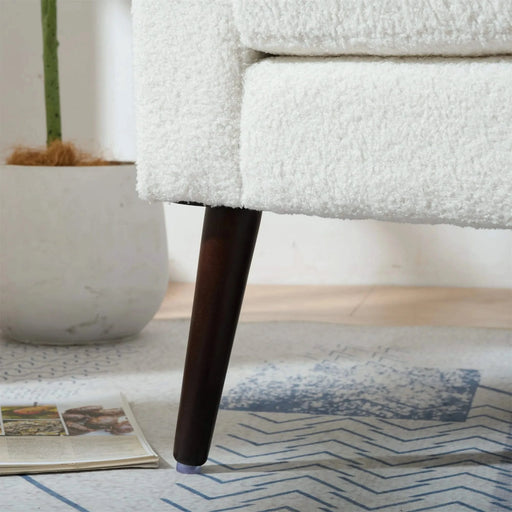 Modern Accent Chair,Teddy Fabric Living Room Chairs Comfy Reading Chair,Mid Century Accent Chair, Lounge Arm Chairs Armchair for Living Room Bedroom (White) Default -DTYStore