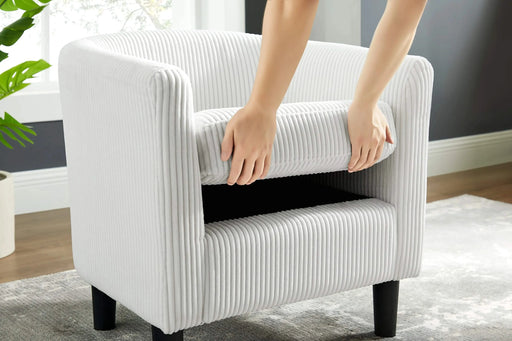 Modern Accent Chair,Upholstered Arm Chair Corduroy Single Sofa Chair with Ottoman Foot Rest Comfy Armchair for Living Room Bedroom and Office,White Default -DTYStore