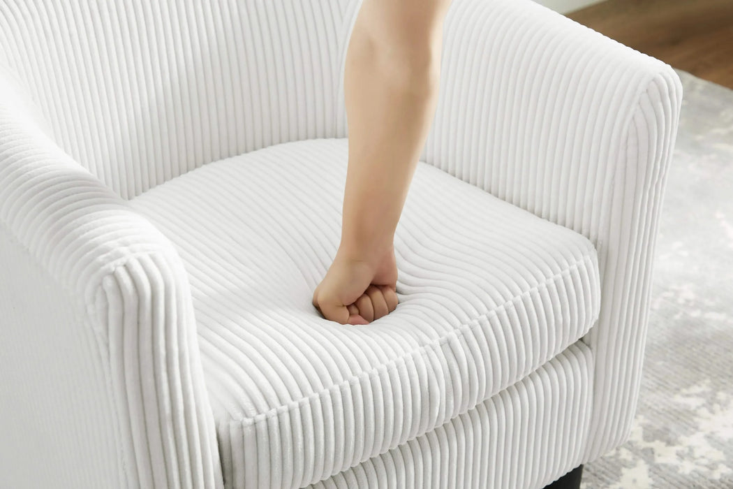 Modern Accent Chair,Upholstered Arm Chair Corduroy Single Sofa Chair with Ottoman Foot Rest Comfy Armchair for Living Room Bedroom and Office,White Default -DTYStore