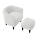 Modern Accent Chair,Upholstered Arm Chair Corduroy Single Sofa Chair with Ottoman Foot Rest Comfy Armchair for Living Room Bedroom and Office,White Default -DTYStore