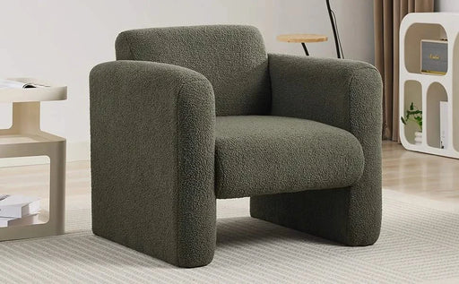 Modern Accent Chair Lambskin Sherpa Fabric Upholstered Comfy Reading Arm Chair Seaweed Green Default -DTYStore