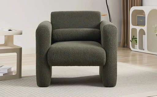 Modern Accent Chair Lambskin Sherpa Fabric Upholstered Comfy Reading Arm Chair Seaweed Green Default -DTYStore