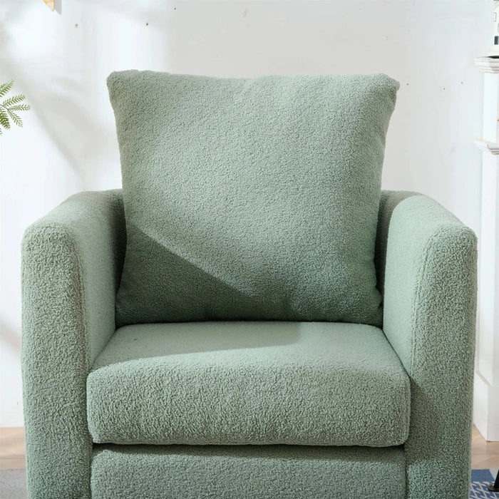 Modern Accent Chair, Upholstered Armchair for Living Room ,Mid Century Fabric Lounge Chair w/ Pillow, Comfortable Reading Chair with Wood Legs for Living Room, Bedroom,Reception Room (Light Green) Default -DTYStore