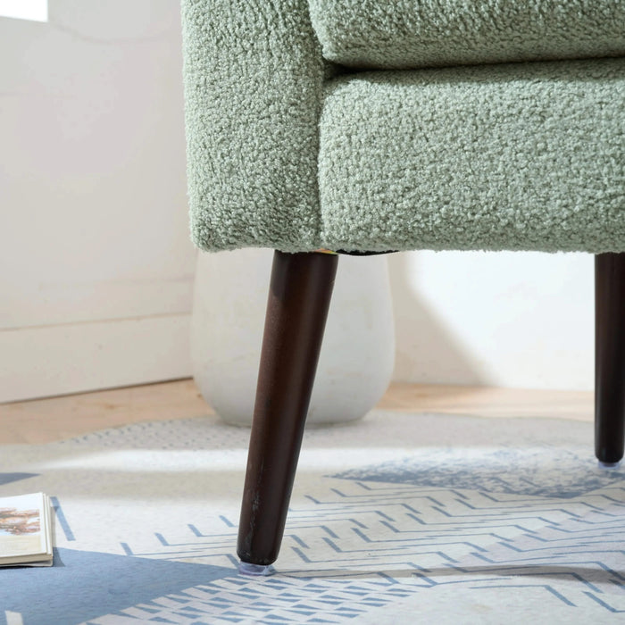 Modern Accent Chair, Upholstered Armchair for Living Room ,Mid Century Fabric Lounge Chair w/ Pillow, Comfortable Reading Chair with Wood Legs for Living Room, Bedroom,Reception Room (Light Green) Default -DTYStore