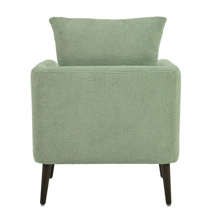 Modern Accent Chair, Upholstered Armchair for Living Room ,Mid Century Fabric Lounge Chair w/ Pillow, Comfortable Reading Chair with Wood Legs for Living Room, Bedroom,Reception Room (Light Green) Default -DTYStore