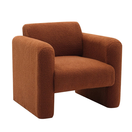 Modern Accent Chair Upholstered Comfy Reading Arm Chair Lambskin Sherpa Fabric Burnt Orange Default -DTYStore