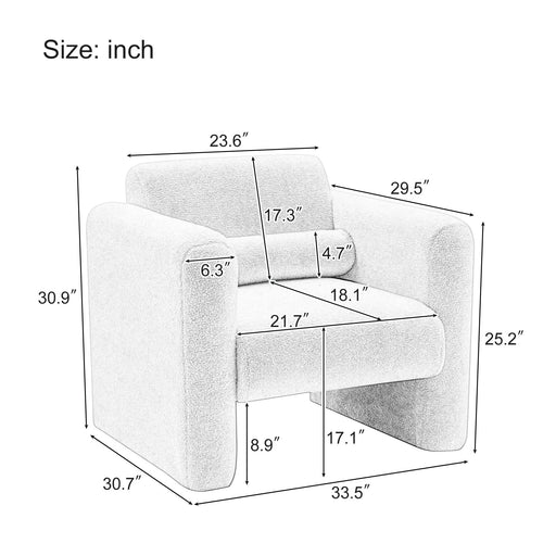 Modern Accent Chair Upholstered Comfy Reading Arm Chair Lambskin Sherpa Fabric Burnt Orange Default -DTYStore