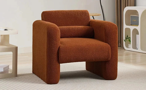 Modern Accent Chair Upholstered Comfy Reading Arm Chair Lambskin Sherpa Fabric Burnt Orange Default -DTYStore