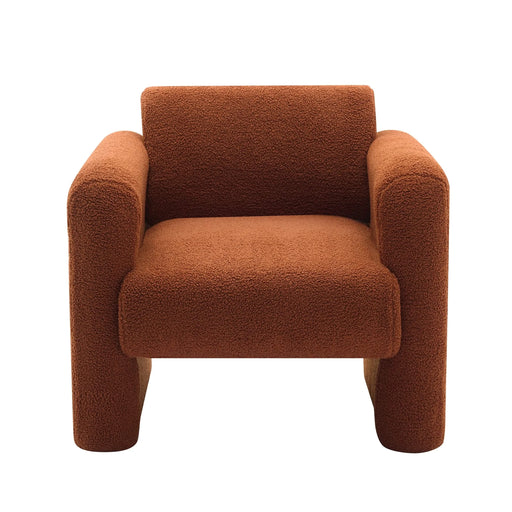 Modern Accent Chair Upholstered Comfy Reading Arm Chair Lambskin Sherpa Fabric Burnt Orange Default -DTYStore