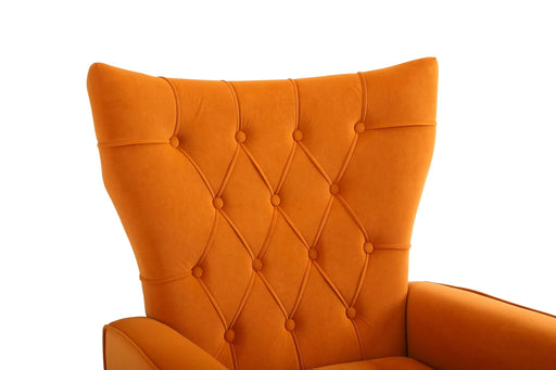 Modern Accent Chair with Ottoman, Comfy Armchair for Living Room, Bedroom, Apartment, Office (Orange) Default -DTYStore
