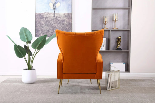 Modern Accent Chair with Ottoman, Comfy Armchair for Living Room, Bedroom, Apartment, Office (Orange) Default -DTYStore