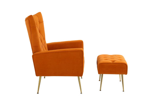Modern Accent Chair with Ottoman, Comfy Armchair for Living Room, Bedroom, Apartment, Office (Orange) Default -DTYStore