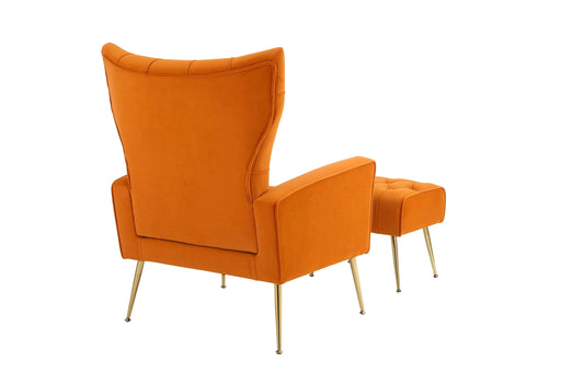 Modern Accent Chair with Ottoman, Comfy Armchair for Living Room, Bedroom, Apartment, Office (Orange) Default -DTYStore