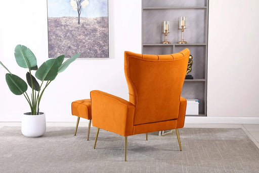 Modern Accent Chair with Ottoman, Comfy Armchair for Living Room, Bedroom, Apartment, Office (Orange) Default -DTYStore