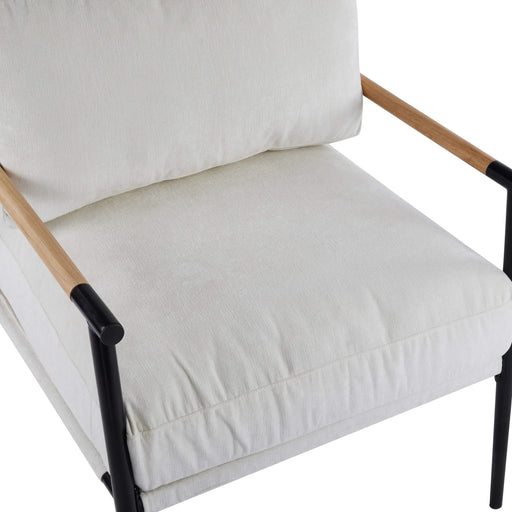 Modern Accent Chair with Plush Cushions, Metal Frame, Wooden Armrest - Cozy Seating for Living Room, Bedroom, Office Default -DTYStore
