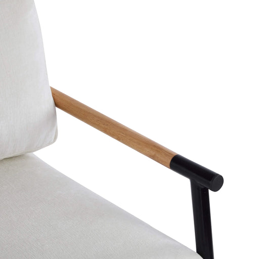 Modern Accent Chair with Plush Cushions, Metal Frame, Wooden Armrest - Cozy Seating for Living Room, Bedroom, Office Default -DTYStore