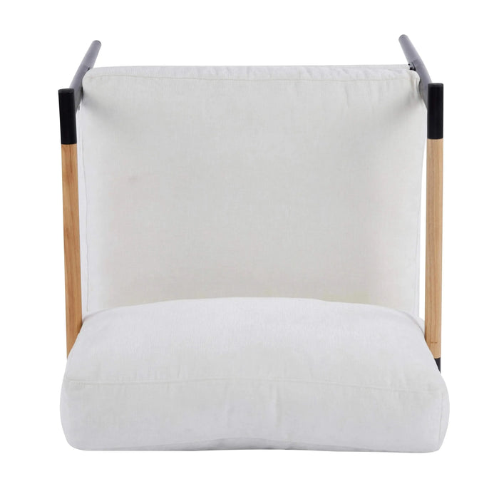 Modern Accent Chair with Plush Cushions, Metal Frame, Wooden Armrest - Cozy Seating for Living Room, Bedroom, Office-DTYStore