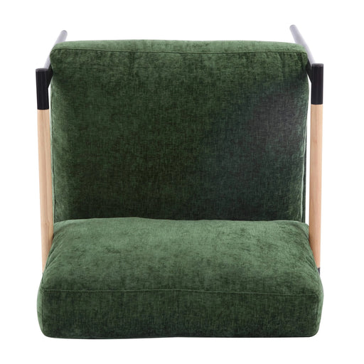 Modern Accent Chair with Plush Cushions, Minimalist Metal Frame, Wooden Armrest Design, Green Default -DTYStore
