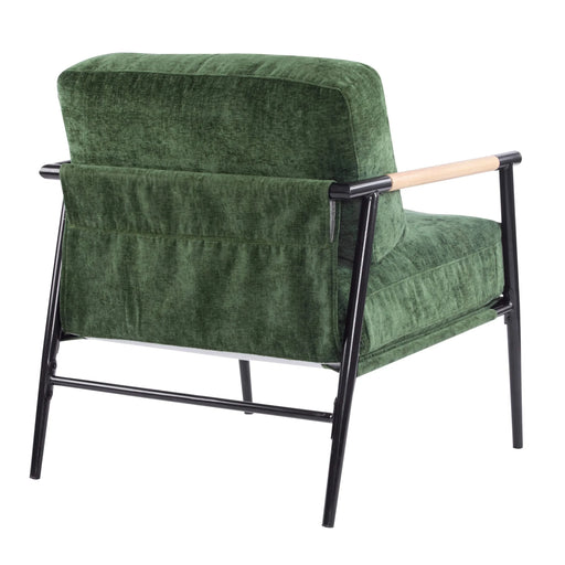 Modern Accent Chair with Plush Cushions, Minimalist Metal Frame, Wooden Armrest Design, Green Default -DTYStore