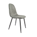 Modern Accent Dining Chairs Set of 4, Suede Upholstered Seat, Spoon Shape, Black Metal Legs, Grey Default -DTYStore