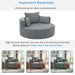 Modern Accent Swivel Barrel Chair with Removable Pillows, Grey Chenille, 56.3x56.3x35.5 in Default -DTYStore