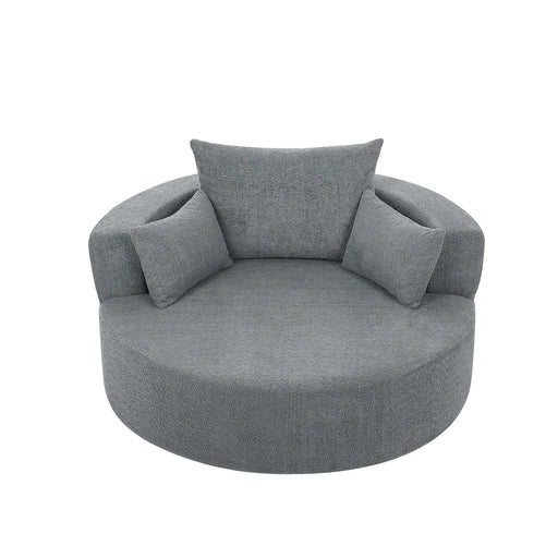 Modern Accent Swivel Barrel Chair with Removable Pillows, Grey Chenille, 56.3x56.3x35.5 in Default -DTYStore