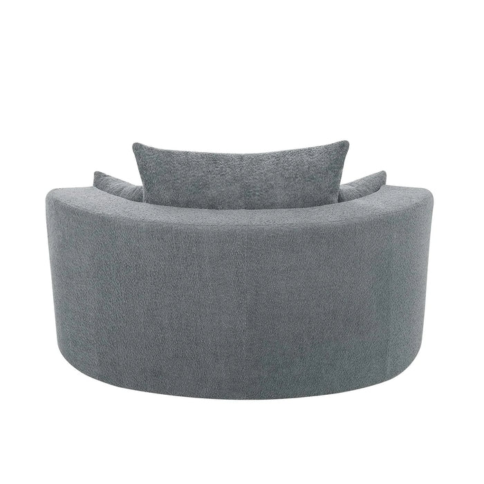 Modern Accent Swivel Barrel Chair with Removable Pillows, Grey Chenille, 56.3x56.3x35.5 in Default -DTYStore