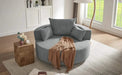 Modern Accent Swivel Barrel Chair with Removable Pillows, Grey Chenille, 56.3x56.3x35.5 in Default -DTYStore