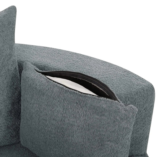 Modern Accent Swivel Barrel Chair with Removable Pillows, Grey Chenille, 56.3x56.3x35.5 in Default -DTYStore