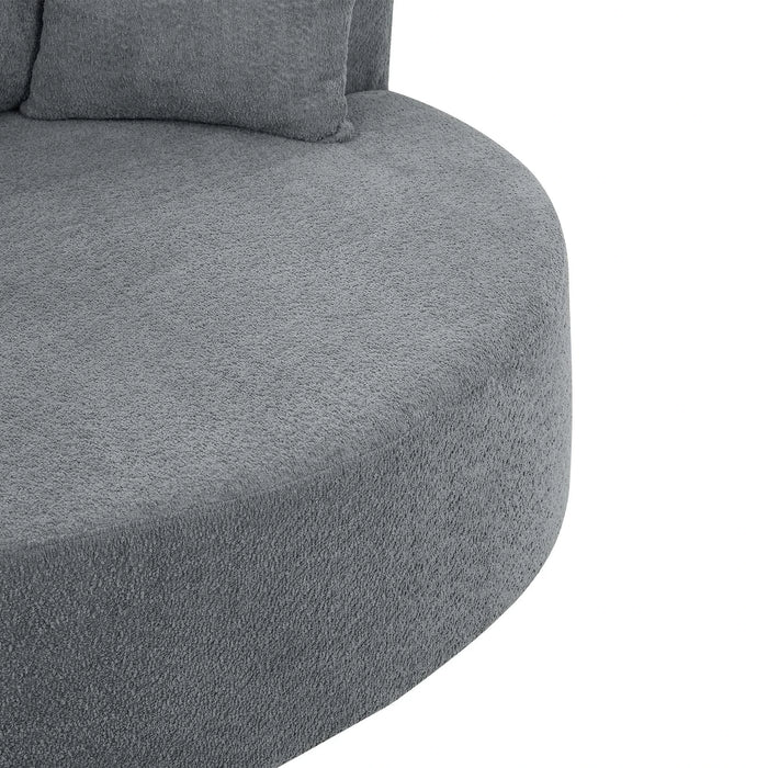 Modern Accent Swivel Barrel Chair with Removable Pillows, Grey Chenille, 56.3x56.3x35.5 in Default -DTYStore