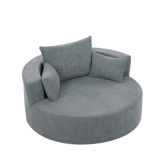 Modern Accent Swivel Barrel Chair with Removable Pillows, Grey Chenille, 56.3x56.3x35.5 in Default -DTYStore