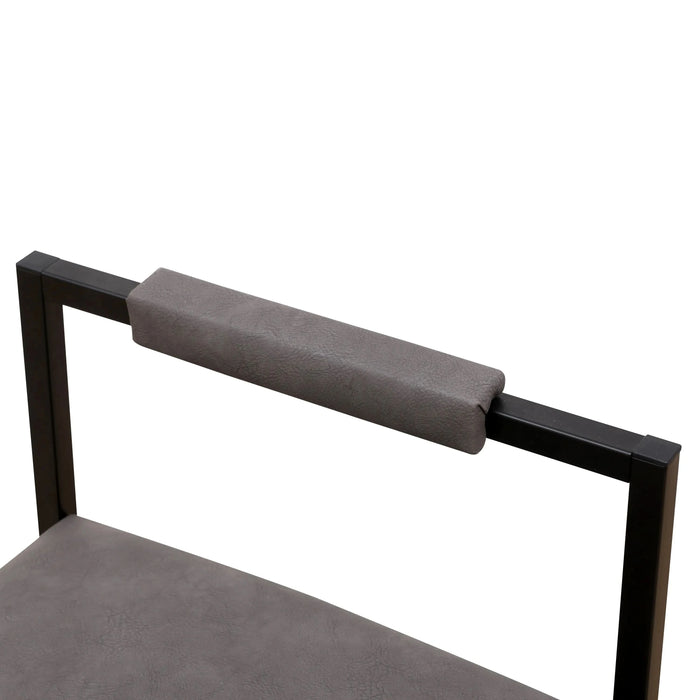 Modern Armless Metal Legs Kitchen Island Stools with Back Gray PU Upholstered Chairs 2-Piece Set Default -DTYStore