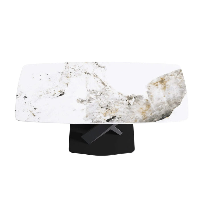 Modern Artificial Stone Dining Table with Black Metal Legs - Marble White, 70.87' - Seats 6-8 Default -DTYStore
