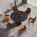 Modern Artificial Stone Round Dining Table with Black Carbon Steel Base Accommodates 6 People Default -DTYStore