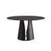 Modern Artificial Stone Round Dining Table with Black Carbon Steel Base Accommodates 6 People Default -DTYStore