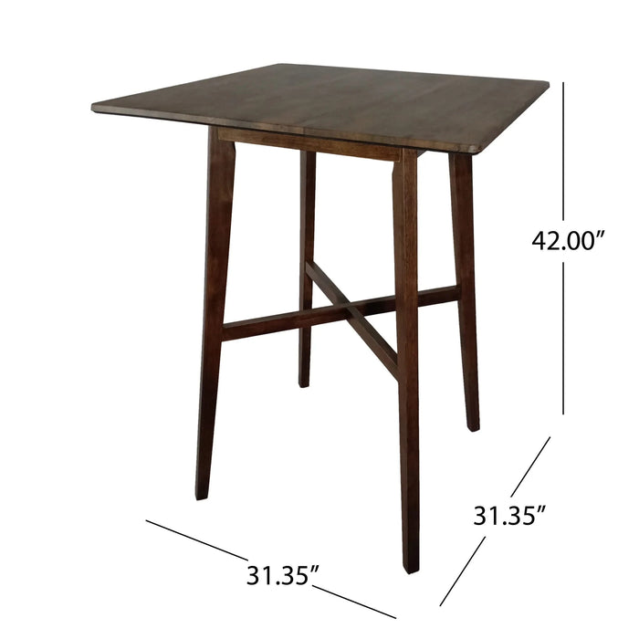 Modern Bar Height 42' Dining Table, Rubberwood Legs and Laminate Table Top, Walnut Finish, Black Default -DTYStore