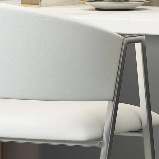 Modern Bar Stools Set of 2 with Low Back and Arms in Ivory PU Upholstery and Durable Metal Frame Default -DTYStore